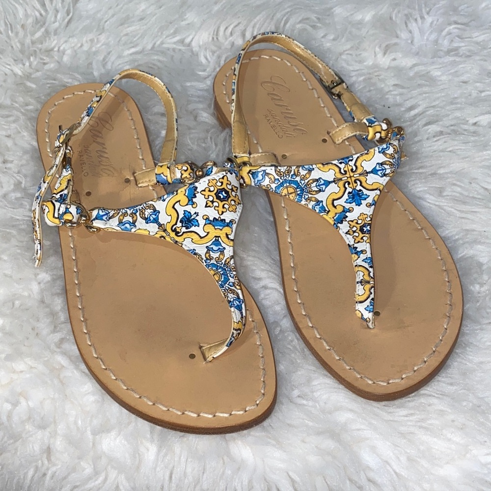 Caruso Ravello Charming Women's Sandals - Blue and Tan 37/7